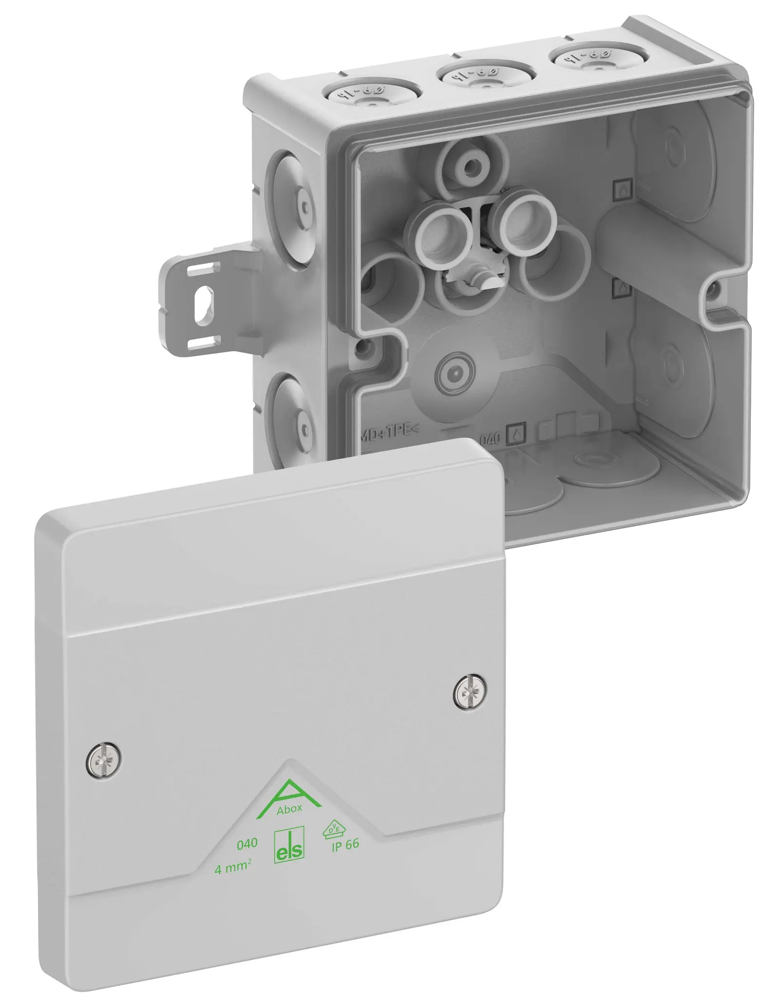 Produktfoto 1 von Spelsberg Abox m 040 Polystyrol Installationsdose Grau IP54, IP65, BxTxH 94mm x 94mm x 57mm