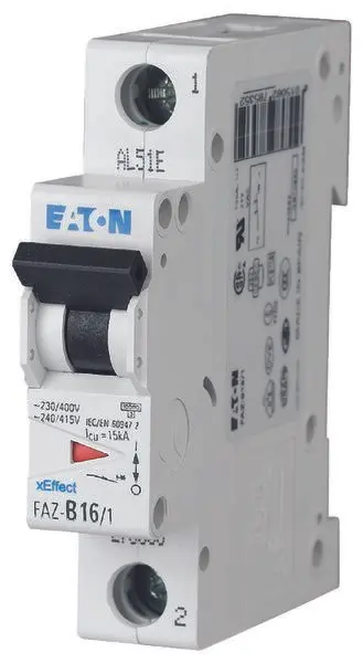 Produktfoto 1 von Eaton Eaton Moeller Miniaturüberlastschalter Typ D, Pol 1-polig 5 A 240 V ac, Abschaltvermögen 15 kA Moeller 48 V dc