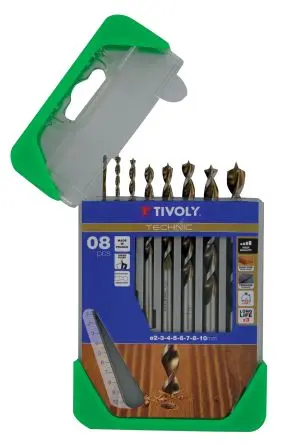 Produktfoto 1 von Tivoly HSS Holz Satz 2 mm → 10 mm, 8-teilig für Holz