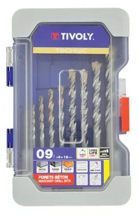 Produktfoto 1 von Tivoly Karbidfacetten Satz 3 mm → 12 mm, 9-teilig für Matrialresistent, Bton-Arm