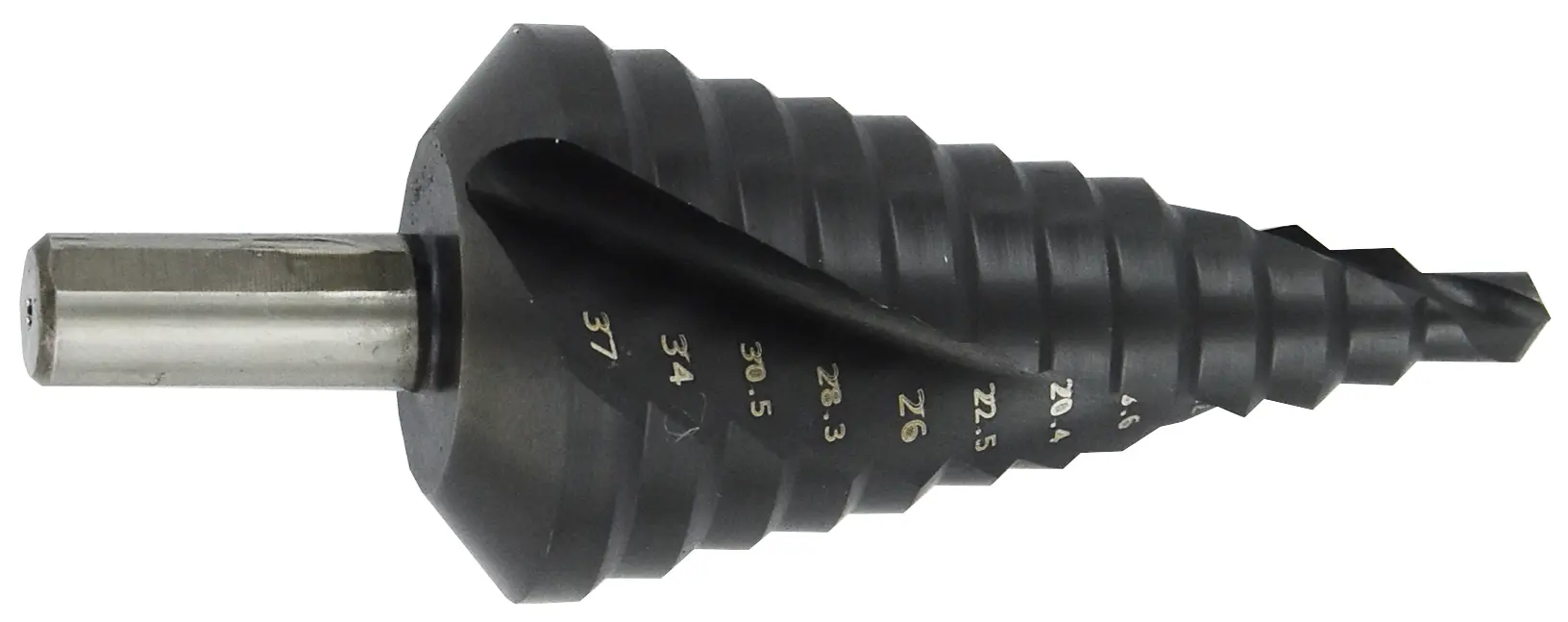 Produktfoto 1 von Tivoly HSS Stufenbohrer Ø 6 → 37mm 13-stufig, 6mm → 37mm