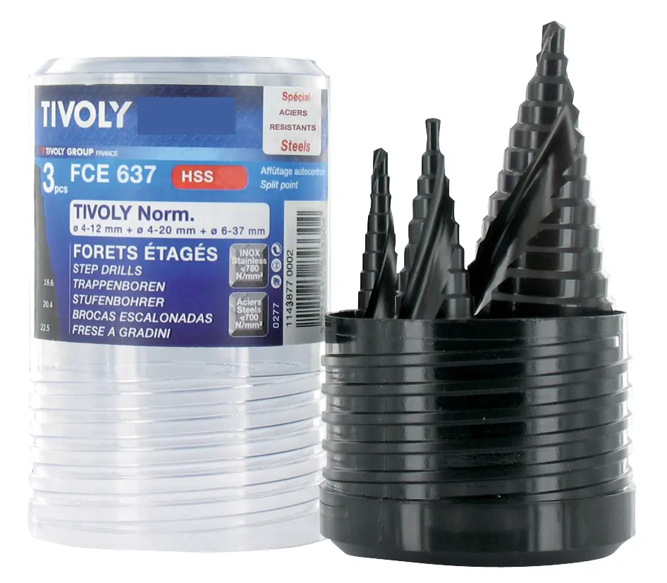Produktfoto 1 von Tivoly HSS Satz 4 mm → 37 mm, 3-teilig für Stahl