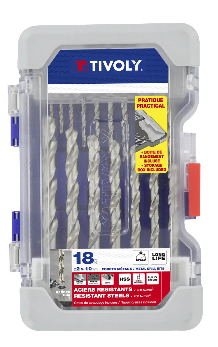 Produktfoto 1 von Tivoly HSS Satz 2 mm → 10 mm, 18-teilig für Stahl