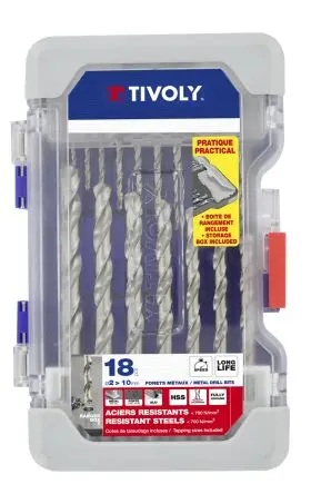 Produktfoto 1 von Tivoly HSS Satz 2 mm → 10 mm, 18-teilig für Stahl
