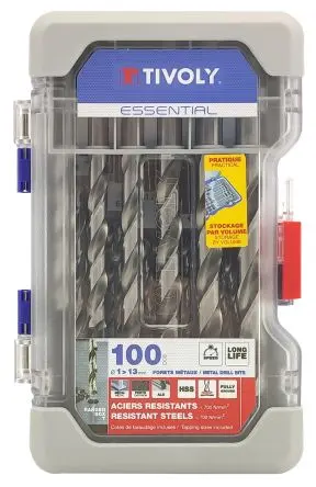 Produktfoto 1 von Tivoly HSS Bohrer Satz 1 mm → 13 mm, 100-teilig für Stahl