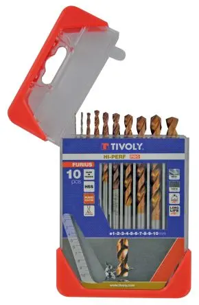 Tivoly HSS Bohrer Satz 1 mm → 10 mm, 10-teilig für Stahl