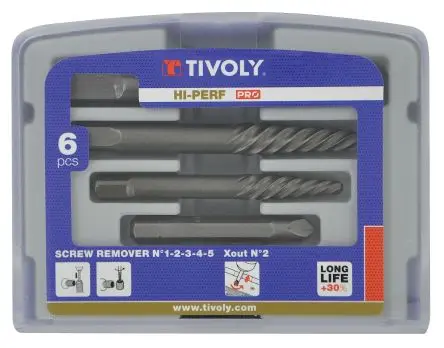 Produktfoto 1 von Tivoly, 6-teilig Schraubenausdreher-Set, HCS, 5 + 1 Xout 2 bis 8 mm, 4, 3, Enthält: 1, 2