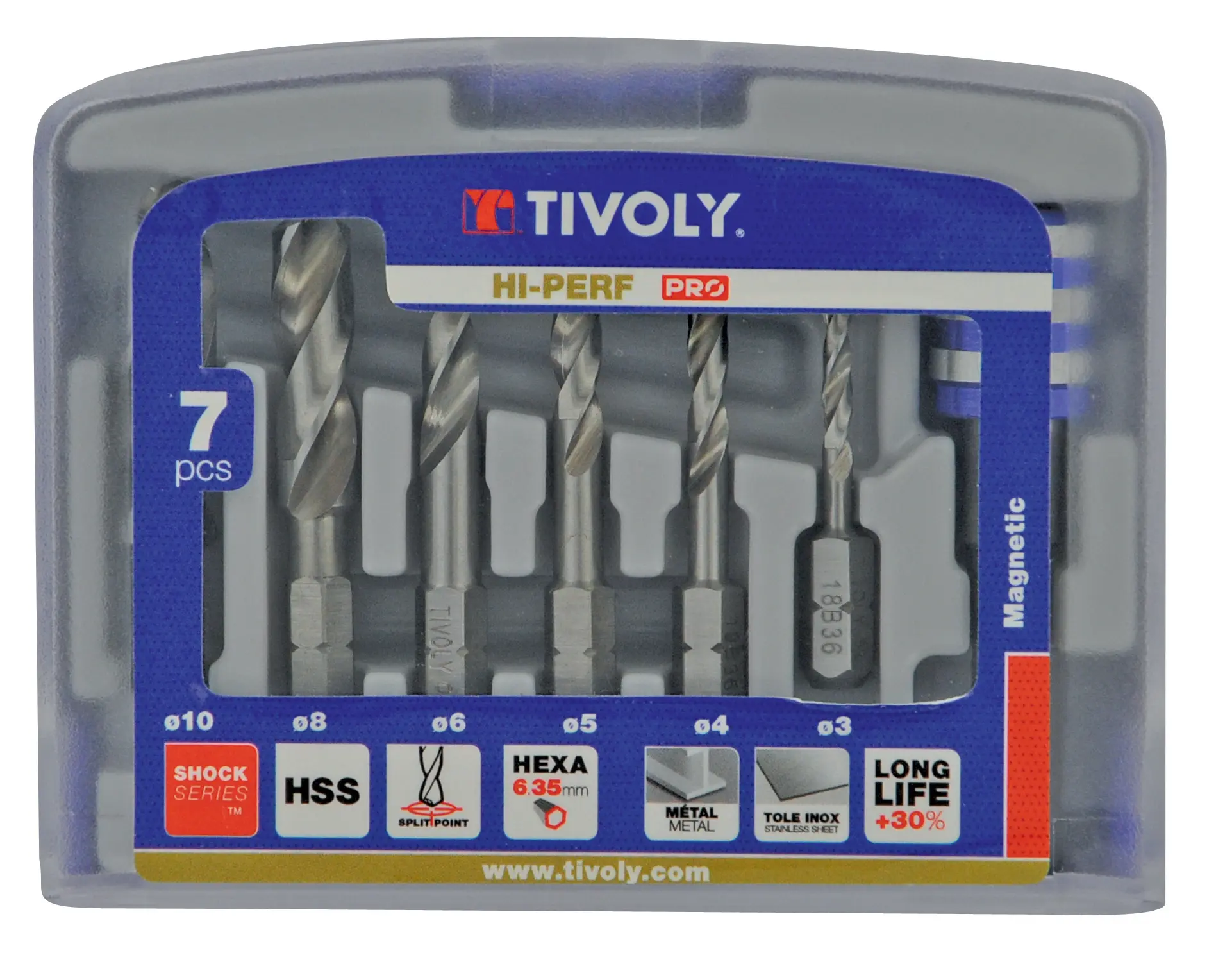 Produktfoto 1 von Tivoly HSS Satz 3 mm → 10 mm, 7-teilig für Metall