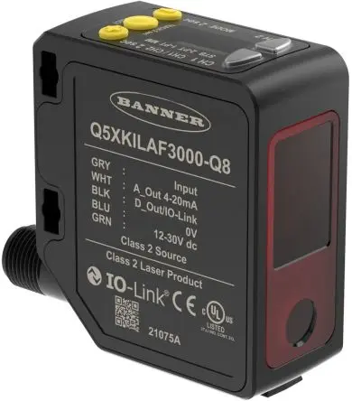 Produktfoto 1 von Banner Q5X Kubisch Optischer Sensor, Hintergrundunterdrückung, Analog Ausgang, Schraube