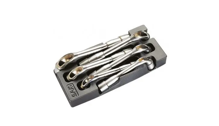 Produktfoto 1 von SAM Pfeifenkopfschlüsselsatz Maulschlüssel, Metall Griff, Backenweite 6 x 6 mm