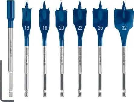 Produktfoto 1 von Bosch Flachstecker Satz 16 mm → 32 mm, 7-teilig für Mehrmaterial