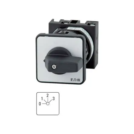 Produktfoto 1 von Eaton Eaton Moeller T0 Nockenschalter 20 A, 3-phasig, 4-Stufen Handkipphebel Schraube, 45 °-Wurfwinkel