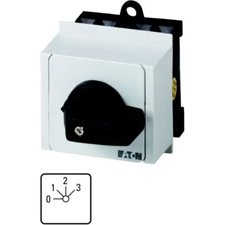 Produktfoto 1 von Eaton Eaton Moeller T0 Nockenschalter 20 A, 3-phasig, 4-Stufen Handkipphebel Schraube, 45 °-Wurfwinkel