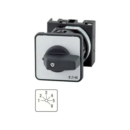Eaton T0 Nockenschalter 20 A, 3-phasig, 6-Stufen Handkipphebel Schraube, 45 °-Wurfwinkel
