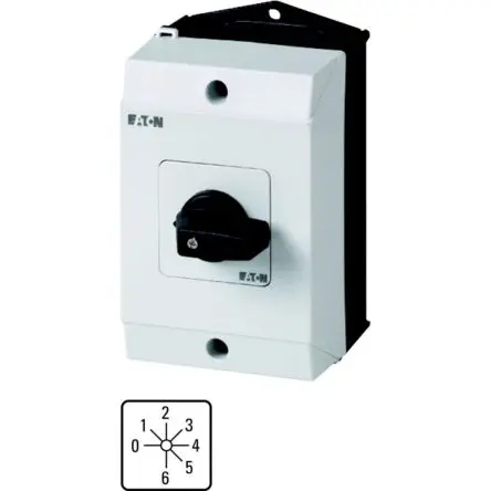 Produktfoto 1 von Eaton Eaton Moeller Series T0 Nockenschalter 20 A, 7-Stufen Handkipphebel Schraube, 45 °-Wurfwinkel