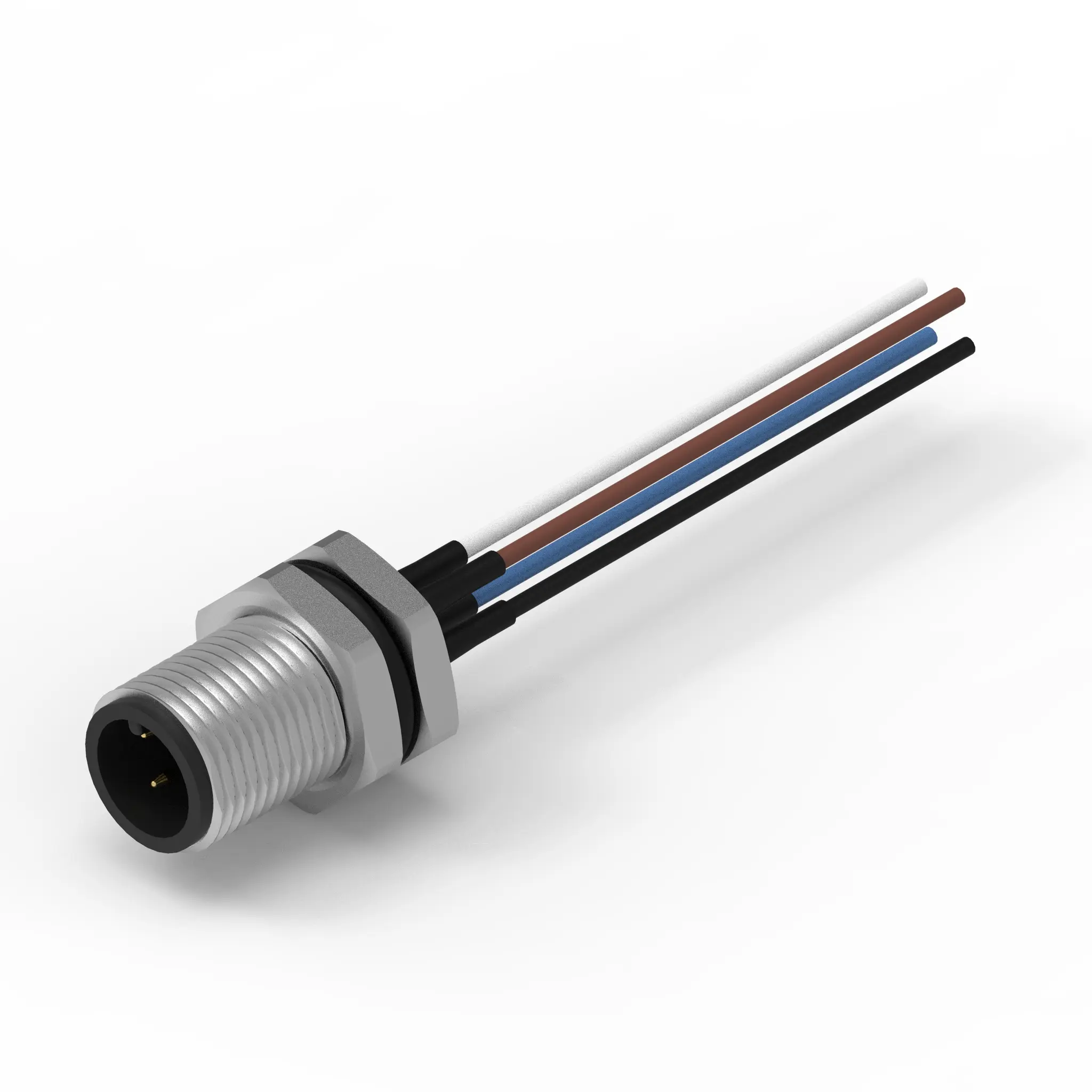 Produktfoto 1 von Wurth Elektronik WR-CIRC M12 Rundsteckverbinder Stecker 4-polig Stecker 5A Panel IP68