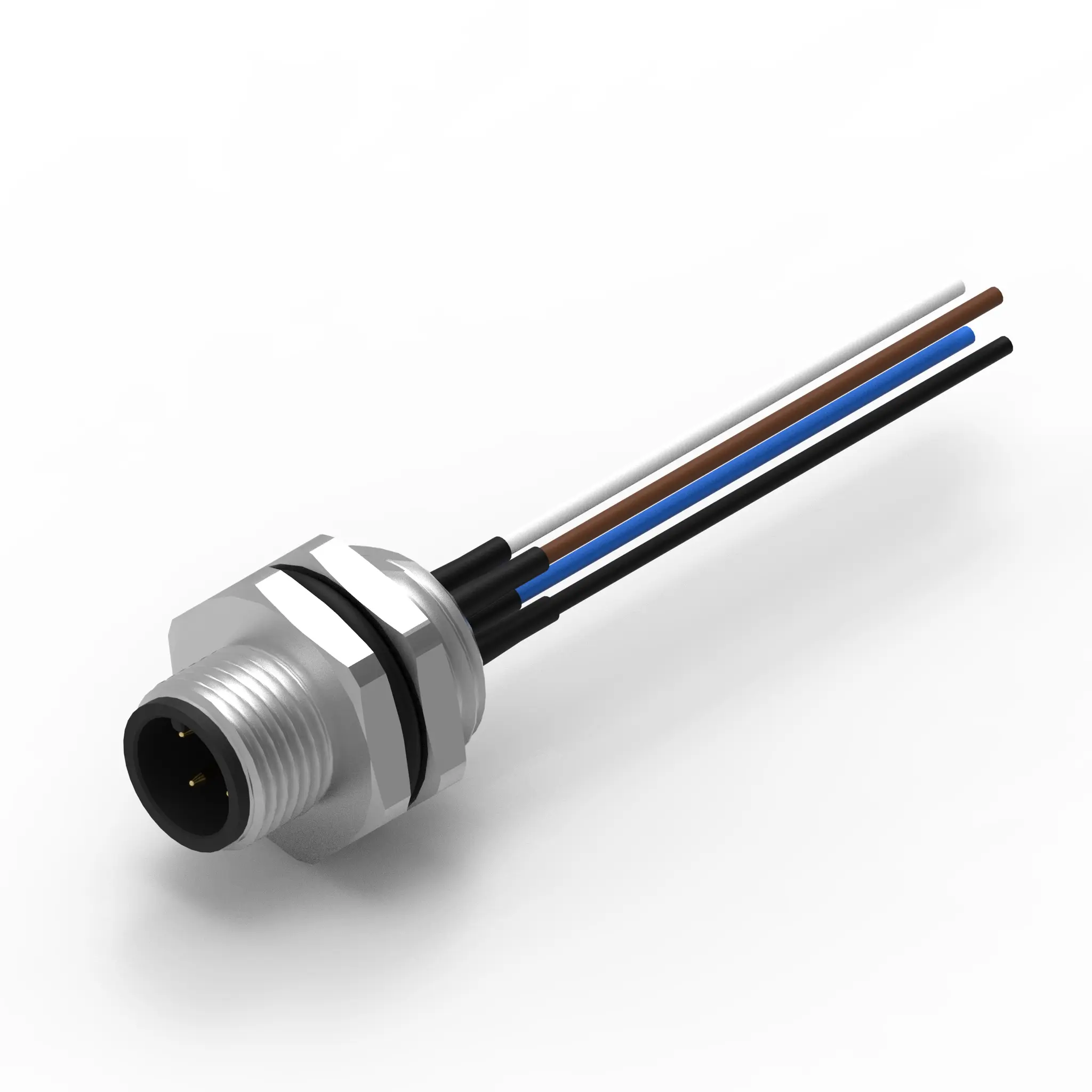 Produktfoto 1 von Wurth Elektronik WR-CIRC M12 Rundsteckverbinder Stecker 4-polig Stecker 5A Panel IP68