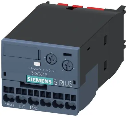 Produktfoto 1 von Siemens 3RA2 Hilfsschalterblock 1-polig Klemme, 1 Wechsler mit Federbelastet Anschluss