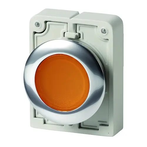 Produktfoto 1 von Eaton M30 Druckschalter Ø 30.5 mm, Orange Flach Flach Metall, IP66