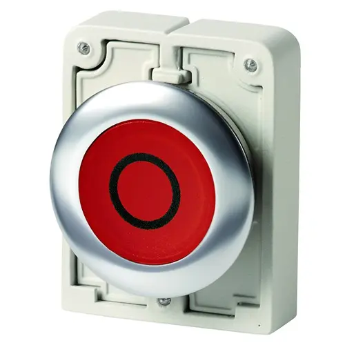 Produktfoto 1 von Eaton RMQ-Titan Druckschalter Ø 30.5 mm, Rot Federrückstellung Mit Frontring Flach Metall, IP66
