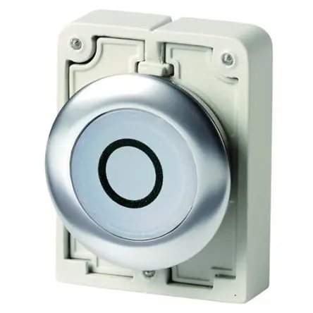 Produktfoto 1 von Eaton M30 Druckschalter Ø 30.5 mm, Weiß Momentan mit Federrückstellung Flach Flach Metall, IP66