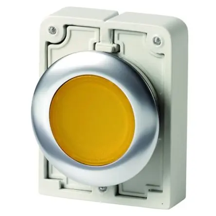 Produktfoto 1 von Eaton M30 Druckschalter Ø 30.5 mm, Gelb Tastend Flach Rund Metall, IP66