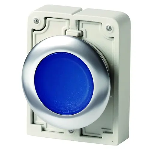 Produktfoto 1 von Eaton RMQ-Titan Druckschalter Ø 30.5 mm, Blau Momentan mit Federrückstellung Flach Metall, IP66