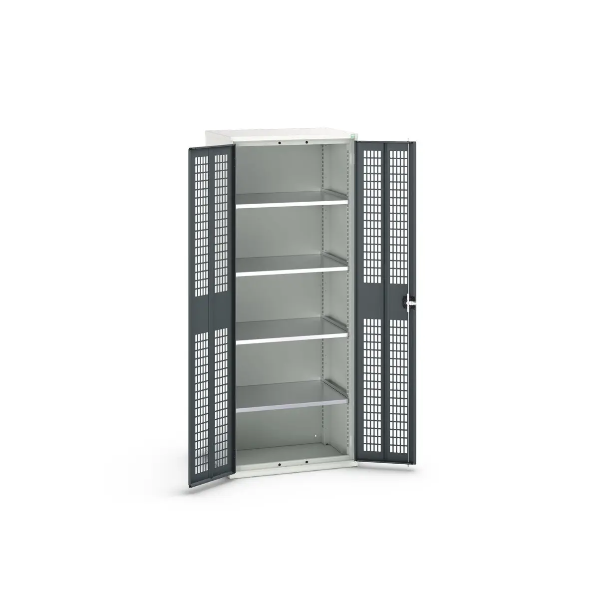 Produktfoto 1 von Bott Schrank Typ Schrank mit Ablage Freistehend 2 Tür/en 4 Regal/e 0 Schublade/n 2000 mm 800 mm Ja 550 mm Stahlblech