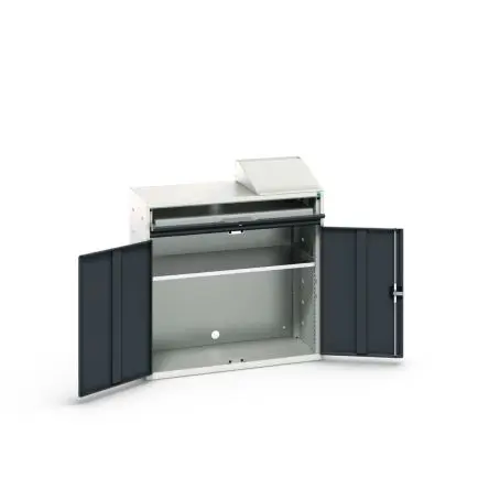 Produktfoto 1 von Bott Sitzen/Stehen Computerschrank Grau Tastaturablage, B 1.05m H 1130 mm T 550 mm aus Stahl