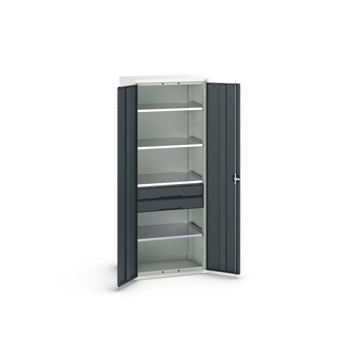 Produktfoto 1 von Bott Schrank Typ Bestückter Schrank Freistehend 2 Tür/en 4 Regal/e 2 Schublade/n 2000 mm 800 mm Ja 550 mm Stahlblech