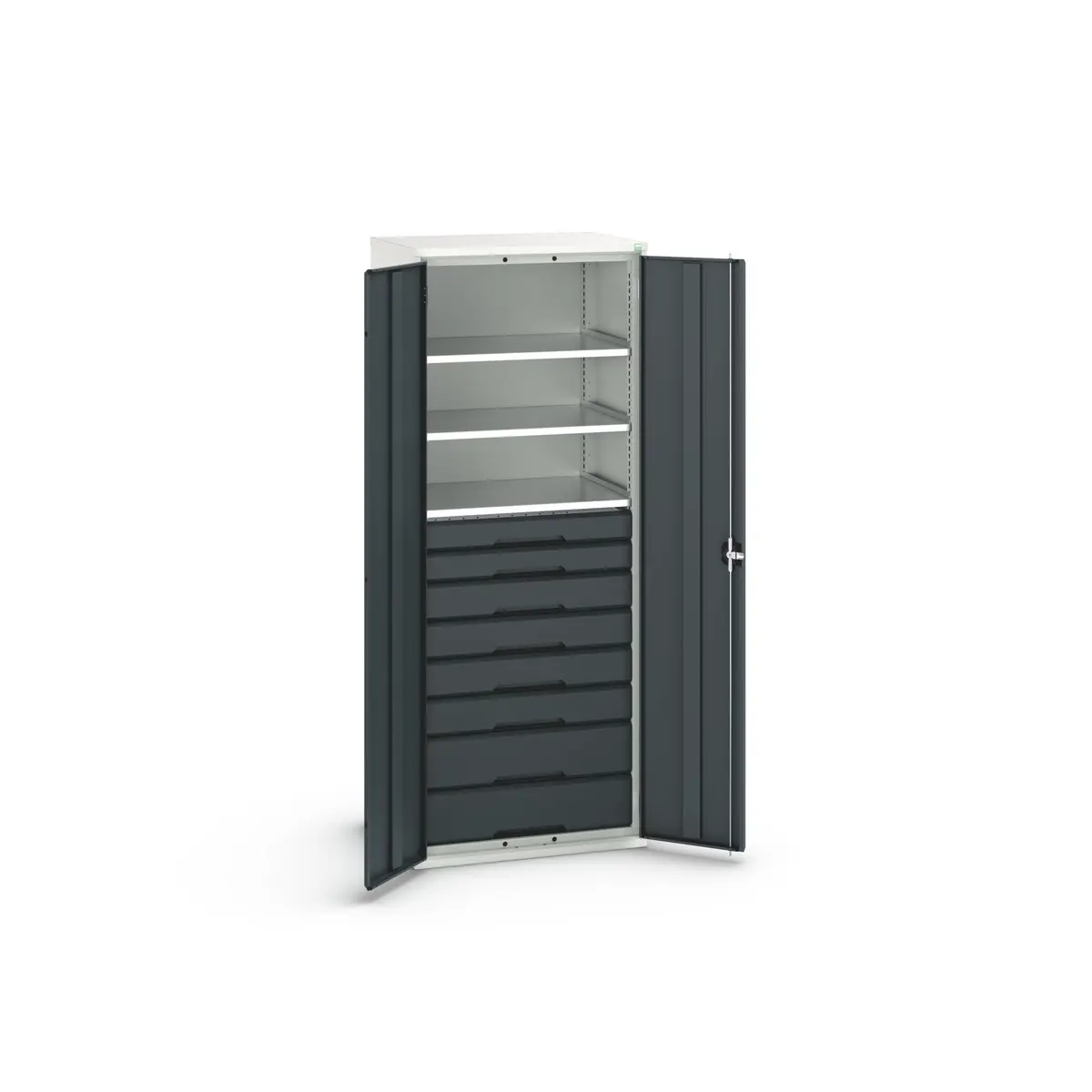 Produktfoto 1 von Bott Schrank Typ Bestückter Schrank Freistehend 2 Tür/en 3 Regal/e 8 Schublade/n 2000 mm 800 mm Ja 550 mm Stahlblech