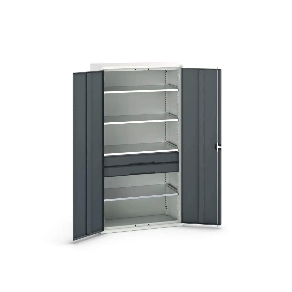 Produktfoto 1 von Bott Schrank Typ Bestückter Schrank Freistehend 2 Tür/en 4 Regal/e 2 Schublade/n 2000 mm 1050 mm Ja 550 mm Stahlblech