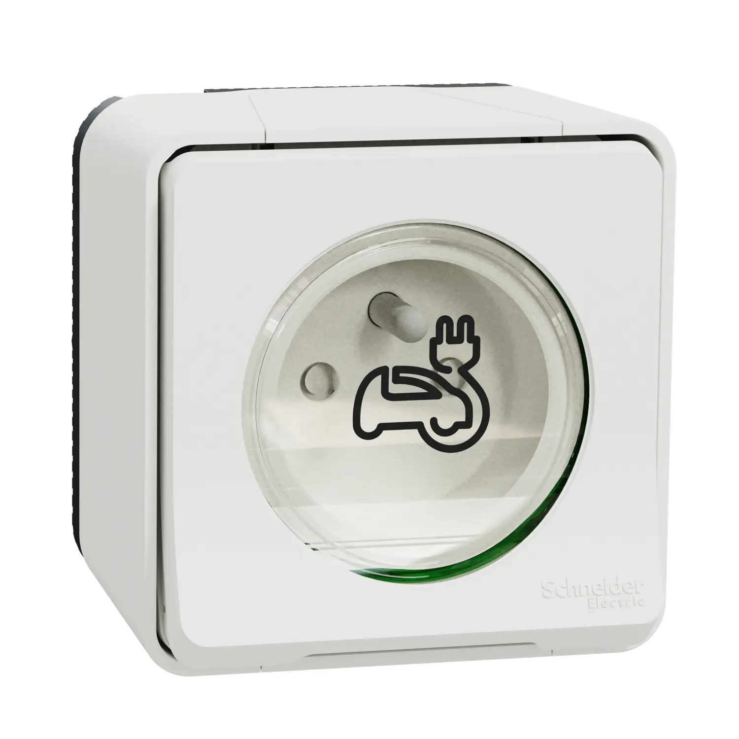 Produktfoto 1 von Schneider Electric Mureva Styl EV-Ladesteckdose Französisch 2P 1-fach Beide Messing Grau, Weiß / 16 A