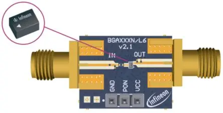 Produktfoto 1 von Infineon Rauscharmer Ultra-Niederstrom-Verstärker für L2/L5 GNSS-Anwendungen Entwicklungstool Kommunikation und Drahtlos