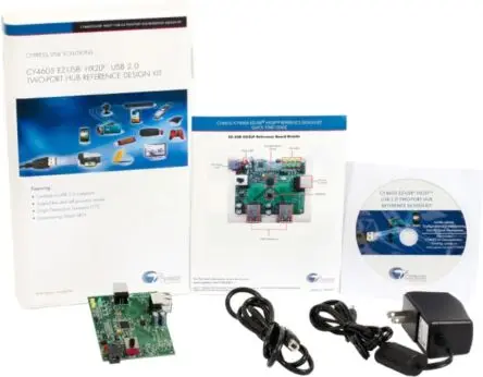Produktfoto 1 von Infineon Hochgeschwindigkeits-USB 2.0-kompatibler Hub mit niedrigem Stromverbrauch und 2 Anschlüssen Evaluierungsplatine