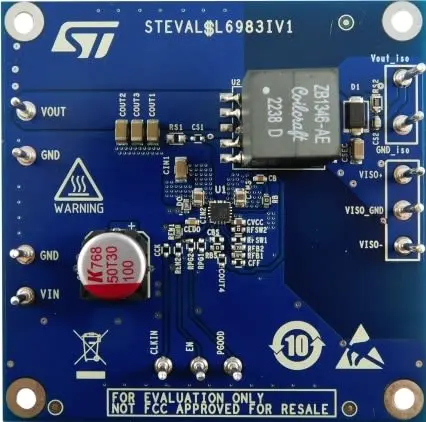 Produktfoto 1 von STMicroelectronics L6983I Evaluierungsplatine, Synchrones Iso-Buck-Wandler-Evaluierungsboard Buck Schaltregler
