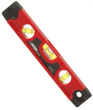 Produktfoto 1 von Virax Wasserwaage, Typ Röhrenförmige Ebene, 230 mm, Rahmen ABS, Aluminiumlegierung, 3 Libelle/n, 0.8 mm/m