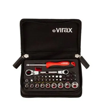 Produktfoto 1 von Virax Steckschlüsselsatz 1/4 in Gemischter Bit-Satz Kompakt Vinyl, Bi-Material-Kunststoff 41-teilig