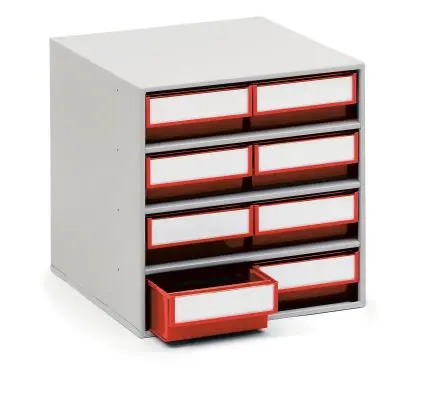 Produktfoto 1 von Treston 8 Kunststoff Schubladenmagazin Rot, 395 mm x 400mm x 400 mm