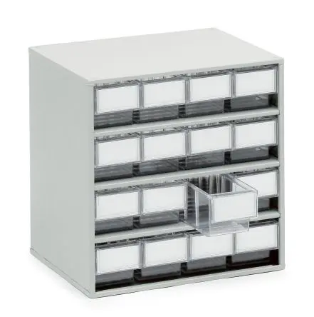 Treston 16 Kunststoff Schubladenmagazin Klar, 395 mm x 400mm x 300 mm