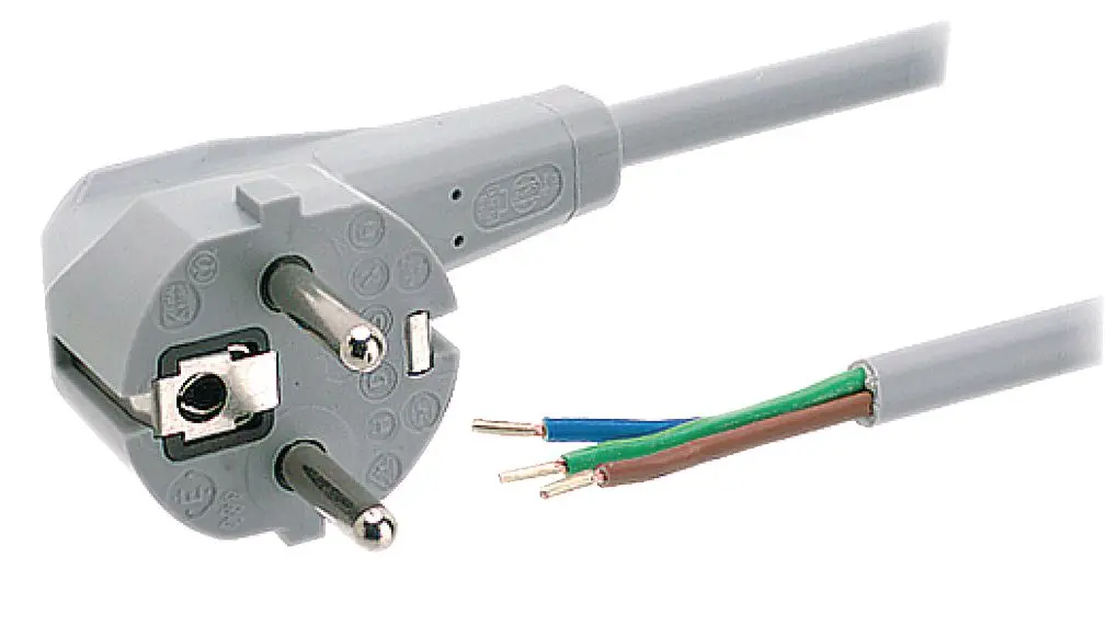 Produktfoto 1 von Feller Netzkabel, 3-adrig Grau, 2.5 m 70 °C, 250 V, Polyvinylchlorid