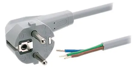 Produktfoto 1 von Feller Netzkabel, 3-adrig Grau, 2.5 m 70 °C, 250V, Polyvinylchlorid