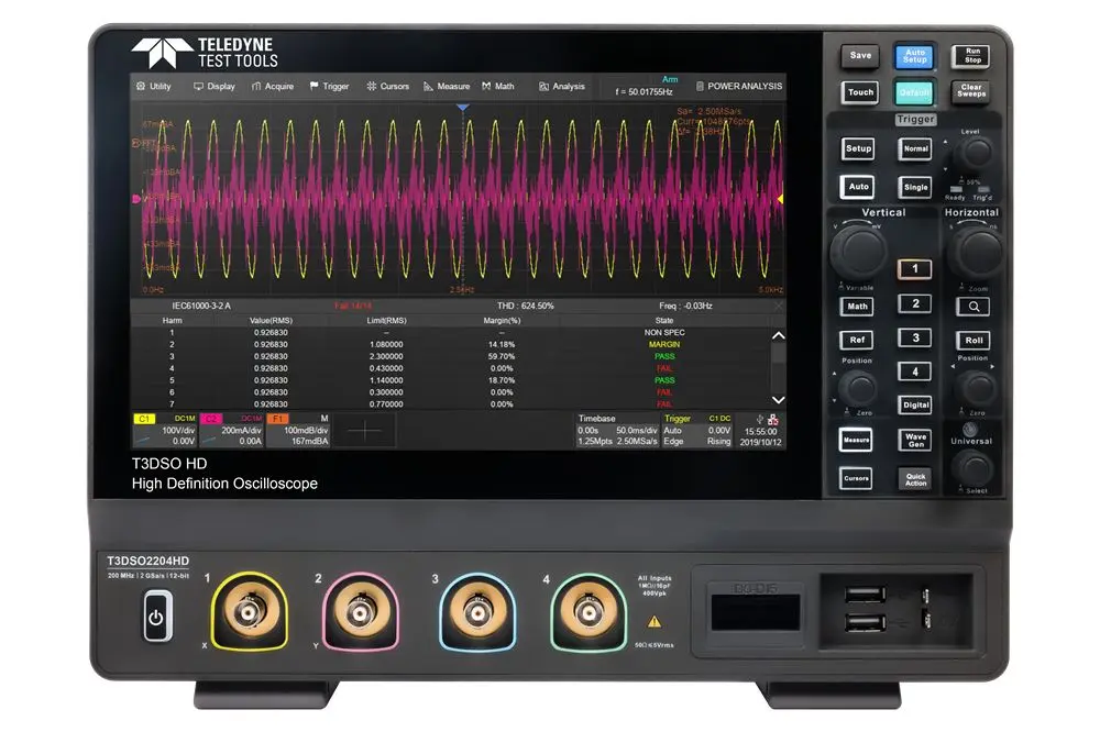 Produktfoto 1 von Teledyne LeCroy T3DSO2000HD Speicher Tisch Oszilloskop 4-Kanal Analog 200MHz