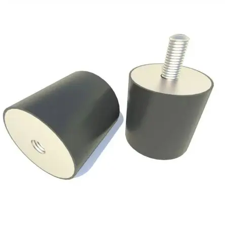 Produktfoto 1 von FIBET Naturgummi Rund Gummipuffer, Außen-/Innengewinde Puffer Bohrung 10 mm M10 128.8 kg, Ø 40 mm x 60 mm, 60 IRHD / bis