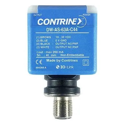 Produktfoto 1 von Contrinex 120253 M12 Induktiver Näherungssensor, Rechteckig PnP 40 mm, IP69K, IP68