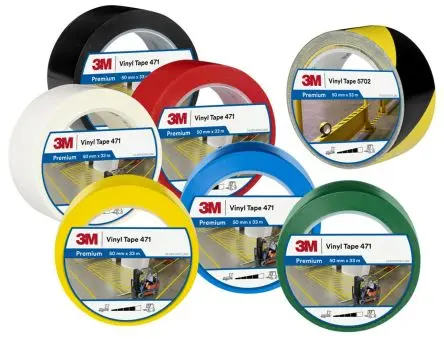 Produktfoto 1 von 3M 5702 Vinyl Trassierband Schwarz, Gelb Typ Trassierband, Stärke 0.14 mm, 50mm x 33 m