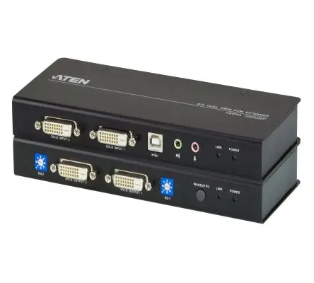 Produktfoto 1 von Aten KVM-Extender USB Verlängerung DVI-D 60 m 16 Anschlüsse 2 2 Displays Cat5e