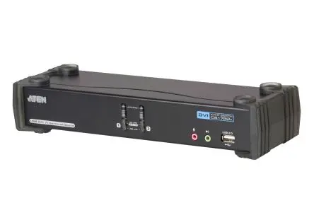 Produktfoto 1 von Aten KVM-Switch 2-Port 3 Videoausgänge DVI I 1 Displays USB Stereo 2560 x 1600 pixel