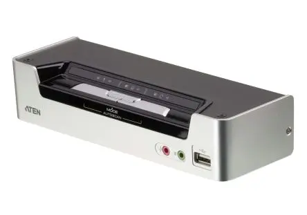 Aten KVM-Switch 2-Port 3 Videoausgänge HDMI 1 Displays USB 3,5-mm-Audiobuchse 1920 x 1080 pixel