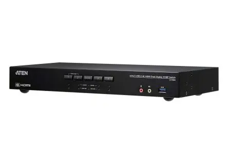 Produktfoto 1 von Aten KVM-Switch 4-Port 10 Videoausgänge HDMI 2 Displays USB 3,5-mm-Audiobuchse 4096 x 2160 pixel
